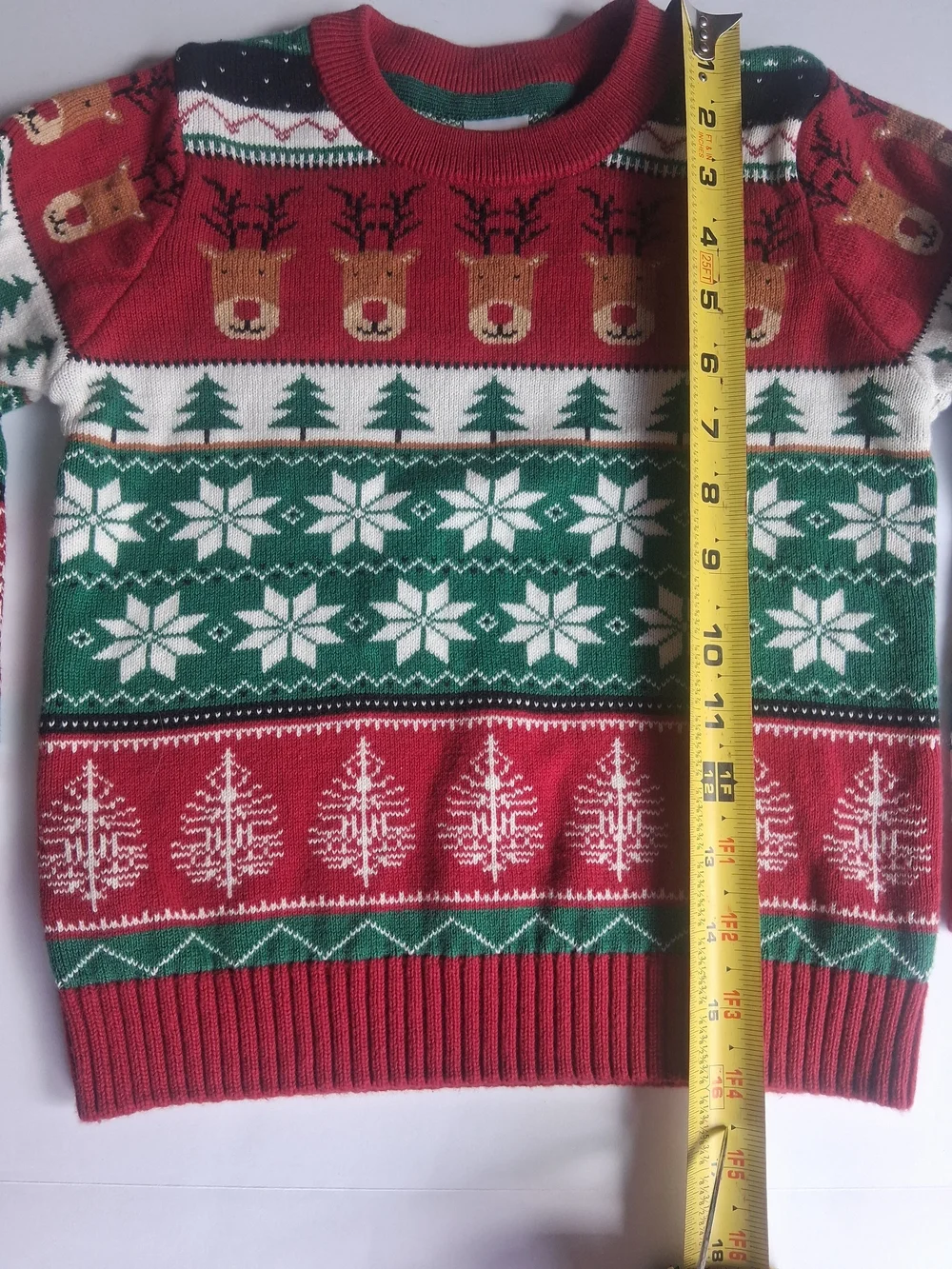 Kids 4T Gymboee Red & Green Reindeer Tree Snowflake 100% Cotton Holiday Sweater